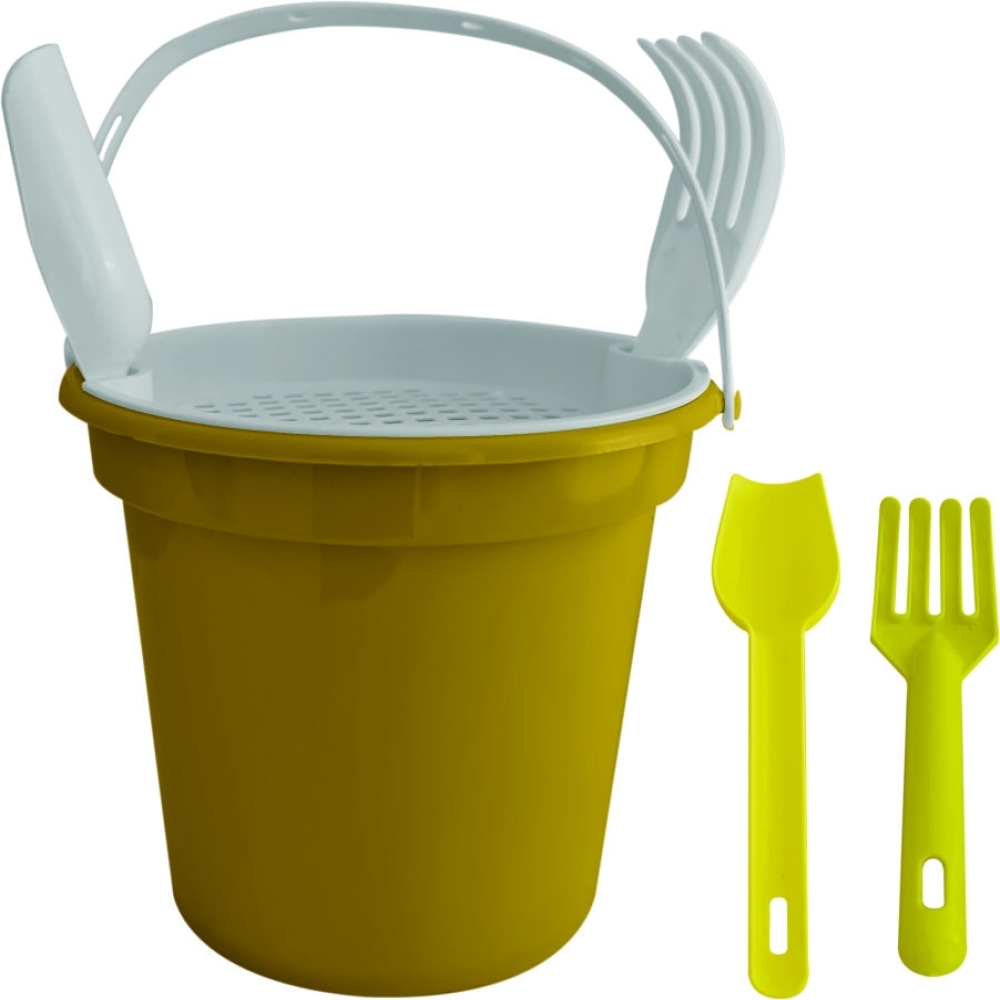 Balde De Praia Com Alça, Peneira, Pá E Rastelo