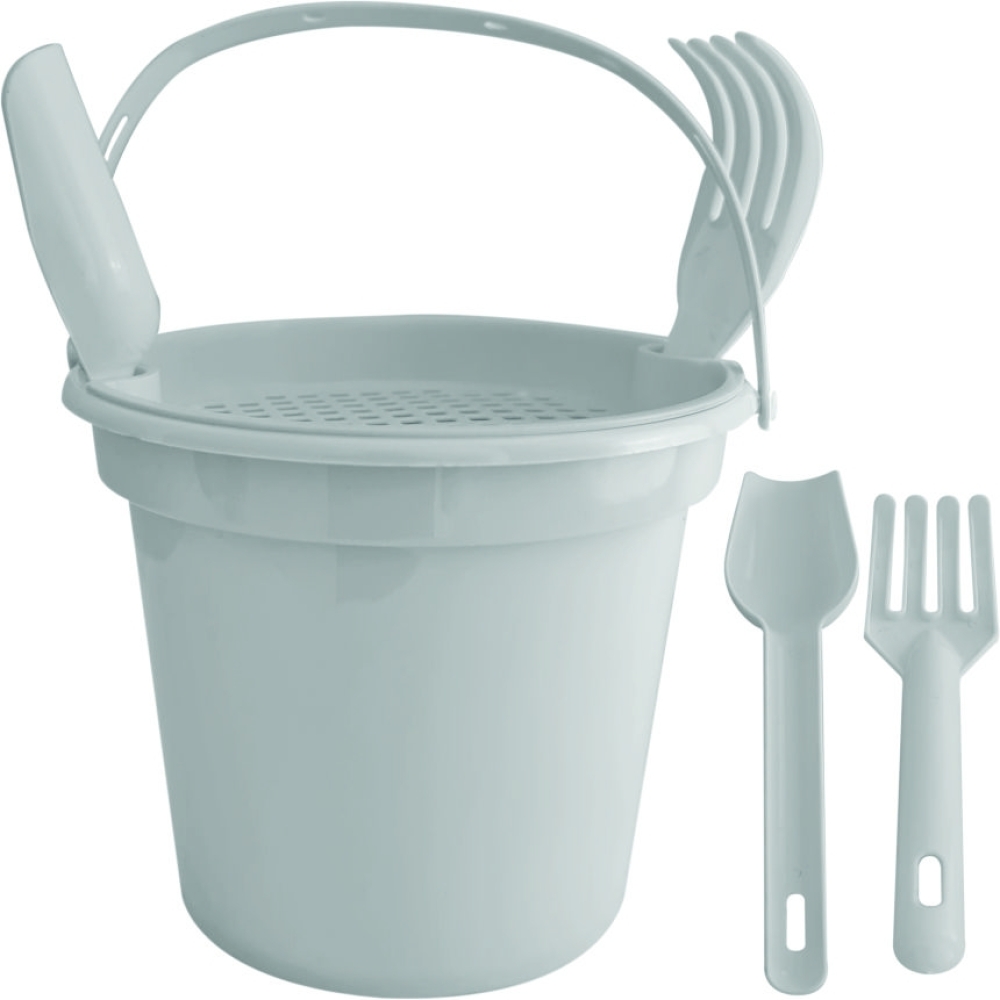 Balde De Praia Com Alça, Peneira, Pá E Rastelo
