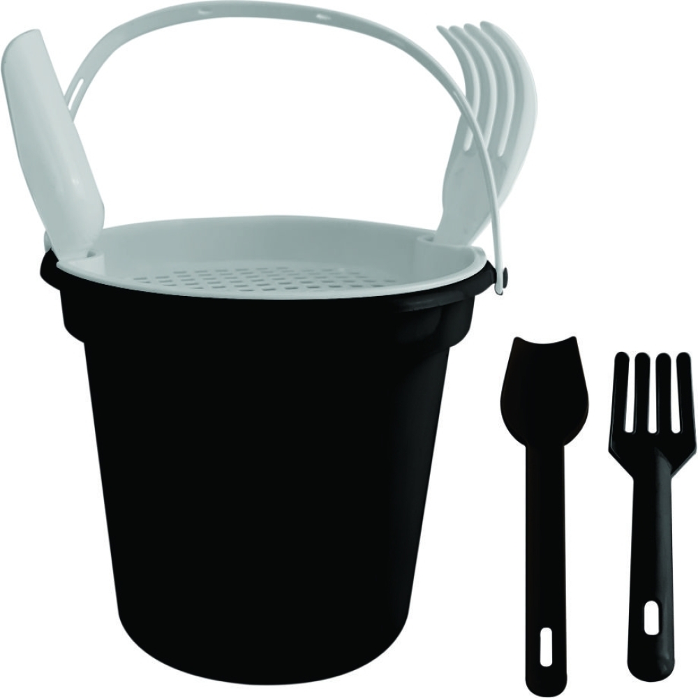 Balde De Praia Com Alça, Peneira, Pá E Rastelo