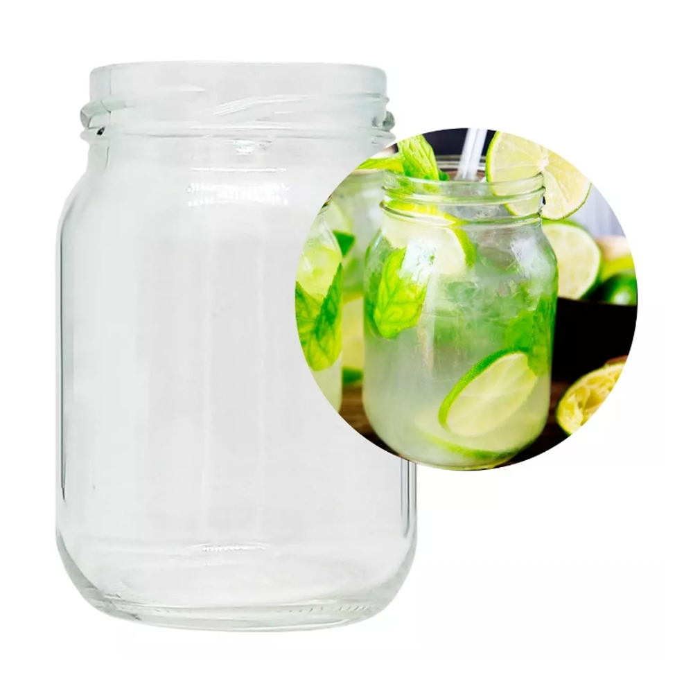 Kit 10 Copos Estilo Pote De Vidro 250ml Drink Bar Caipirinha-Copos Estilo Pote De Vidro 250ml Drink Bar 